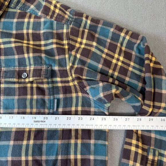Columbia Lined Flannel Shirt Mens XL Blue Brown Plaid Long Sleeve Shacket Heavy - Picture 5 of 16
